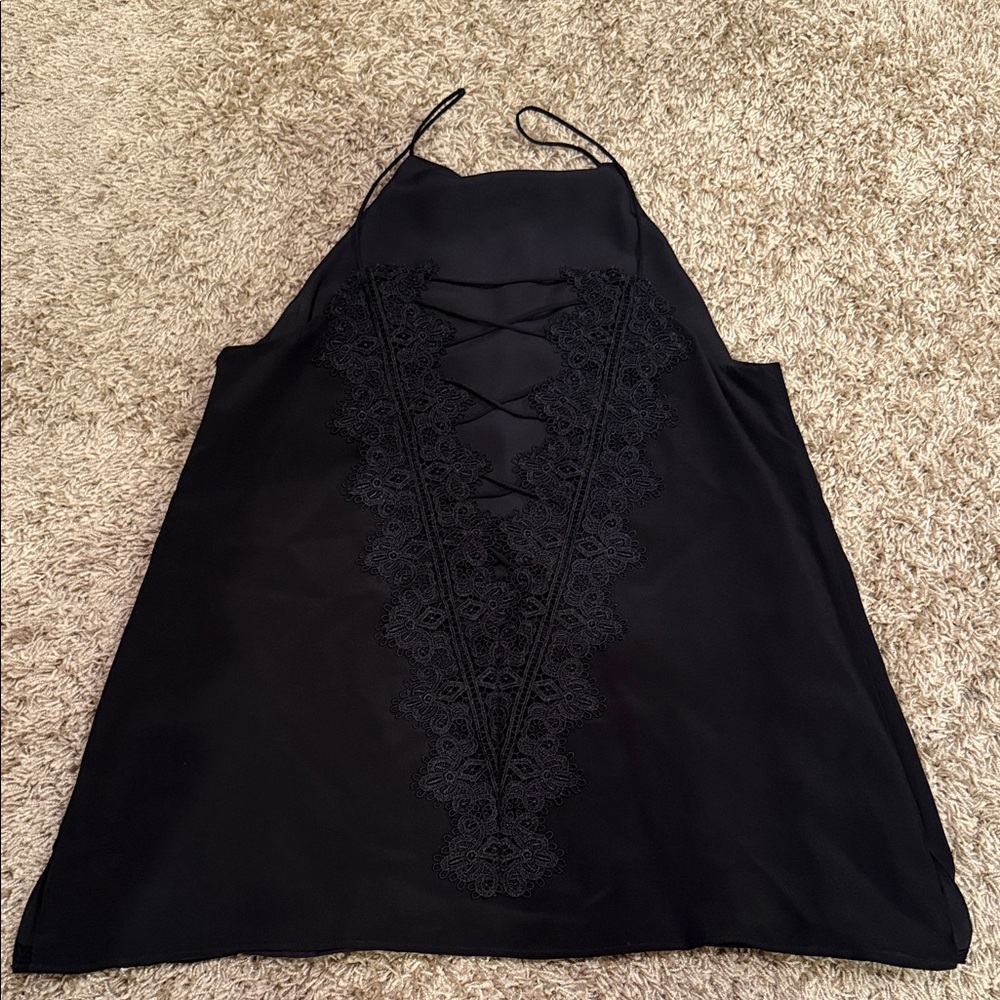 Ami Black Camisole with Lace Accent